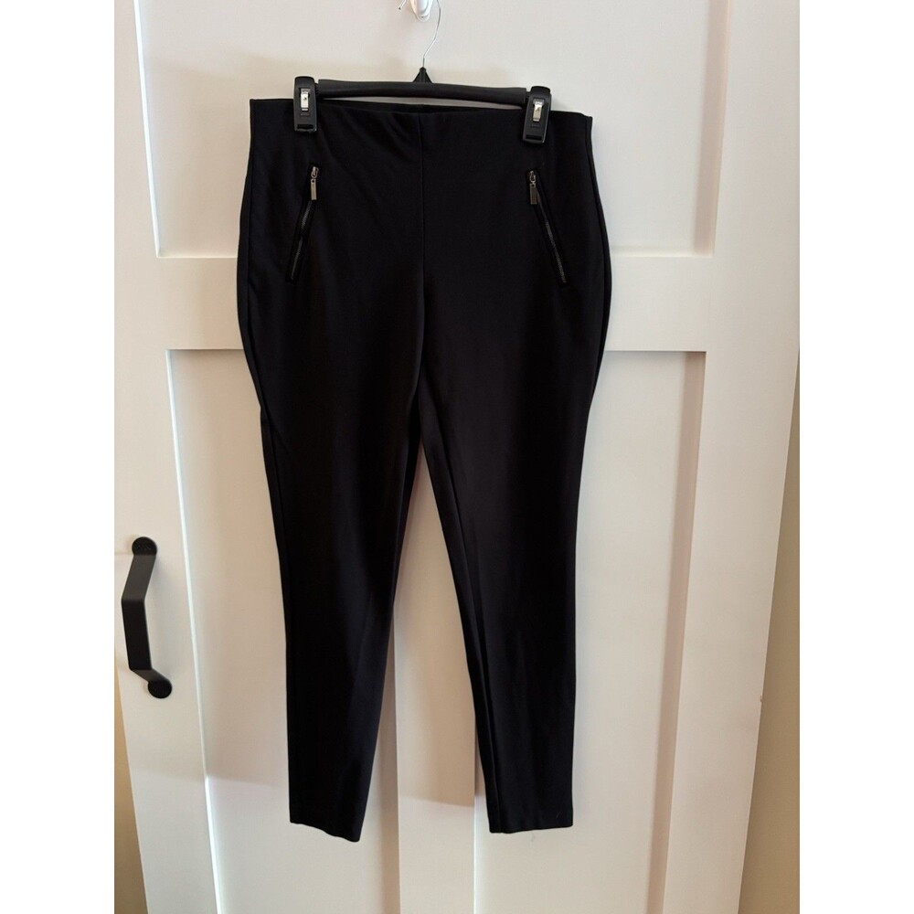 Rachel Zoe Women’s Black Pull On Ankle Pants Size 10 Zip Pocket Career Stretch